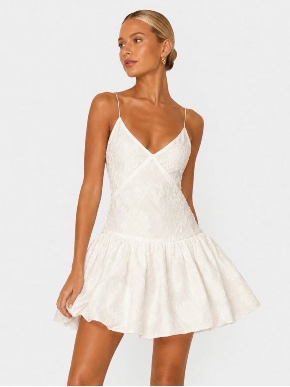 Caroline Constas White Jacquard Mini Dress Size Large NWT
